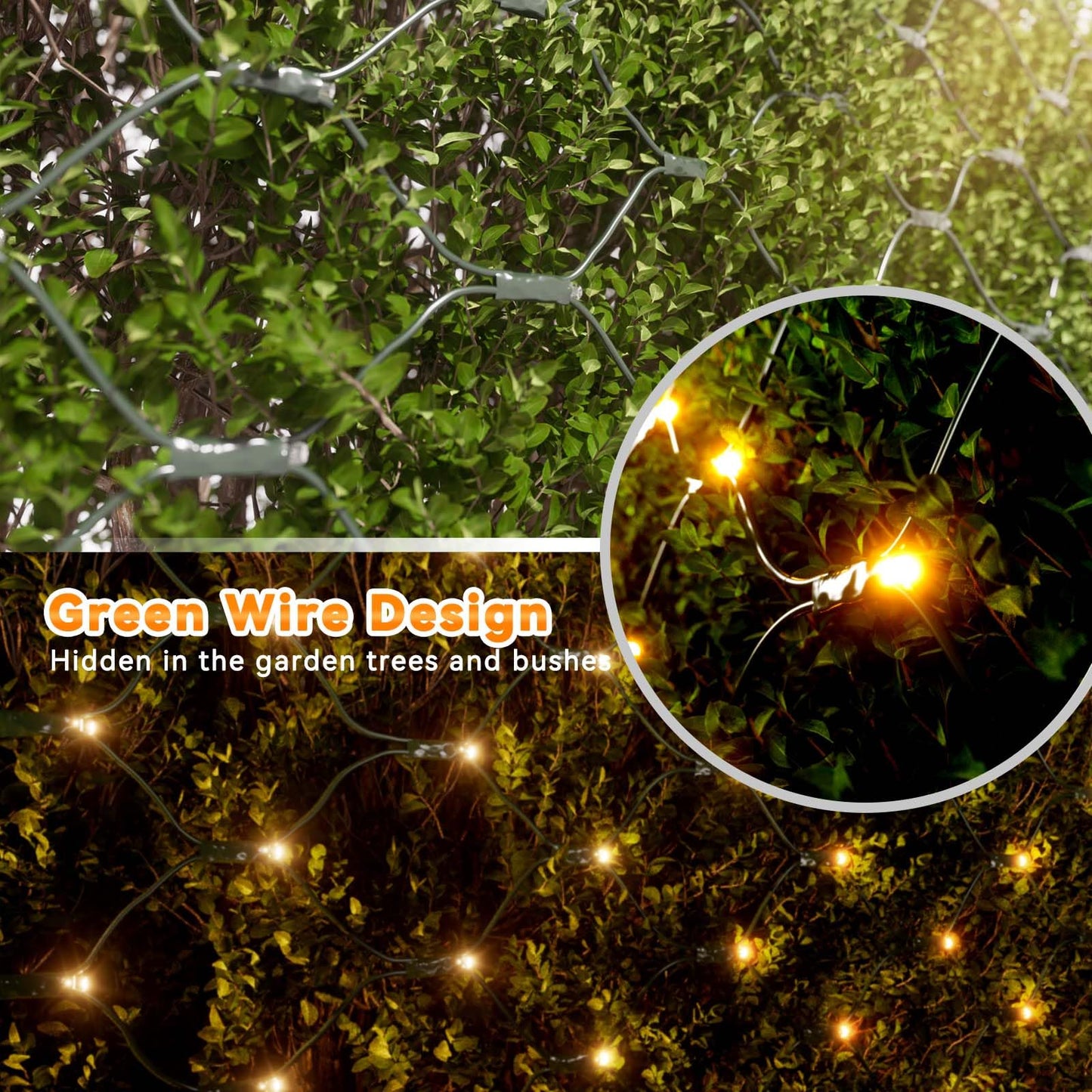 LitHome 21FT x 5FT Christmas Net Lights Outdoor Mesh Lights, 360 LED Warm White Net Light 8 Modes Connectable, Waterproof Giant Christmas Mesh Light Green Wire for Bushes Garden Yard Party Tree Decor
