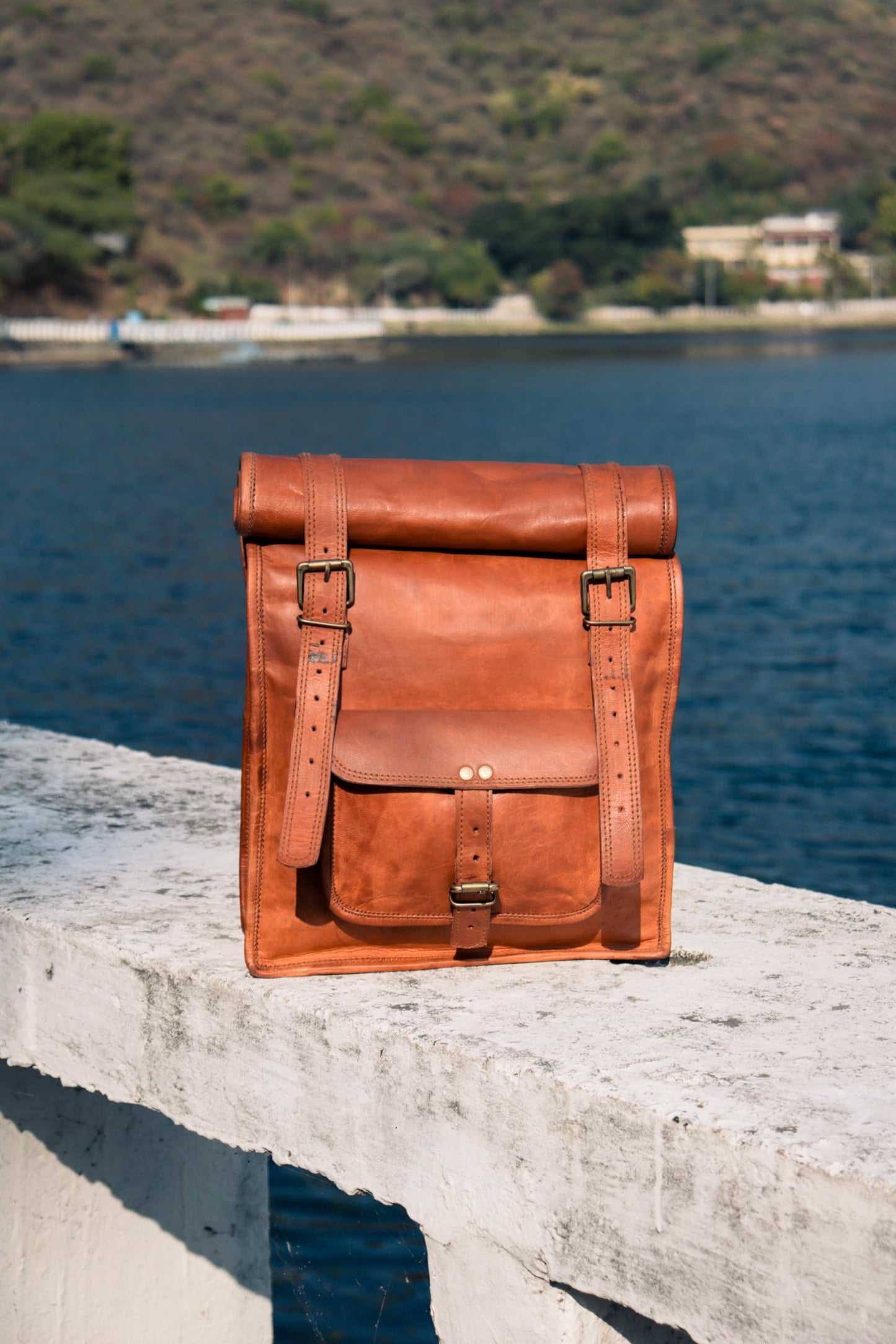 URBAN DEZIRE Men's Leather Vintage Roll On Laptop Backpack Rucksack knapsack college bag