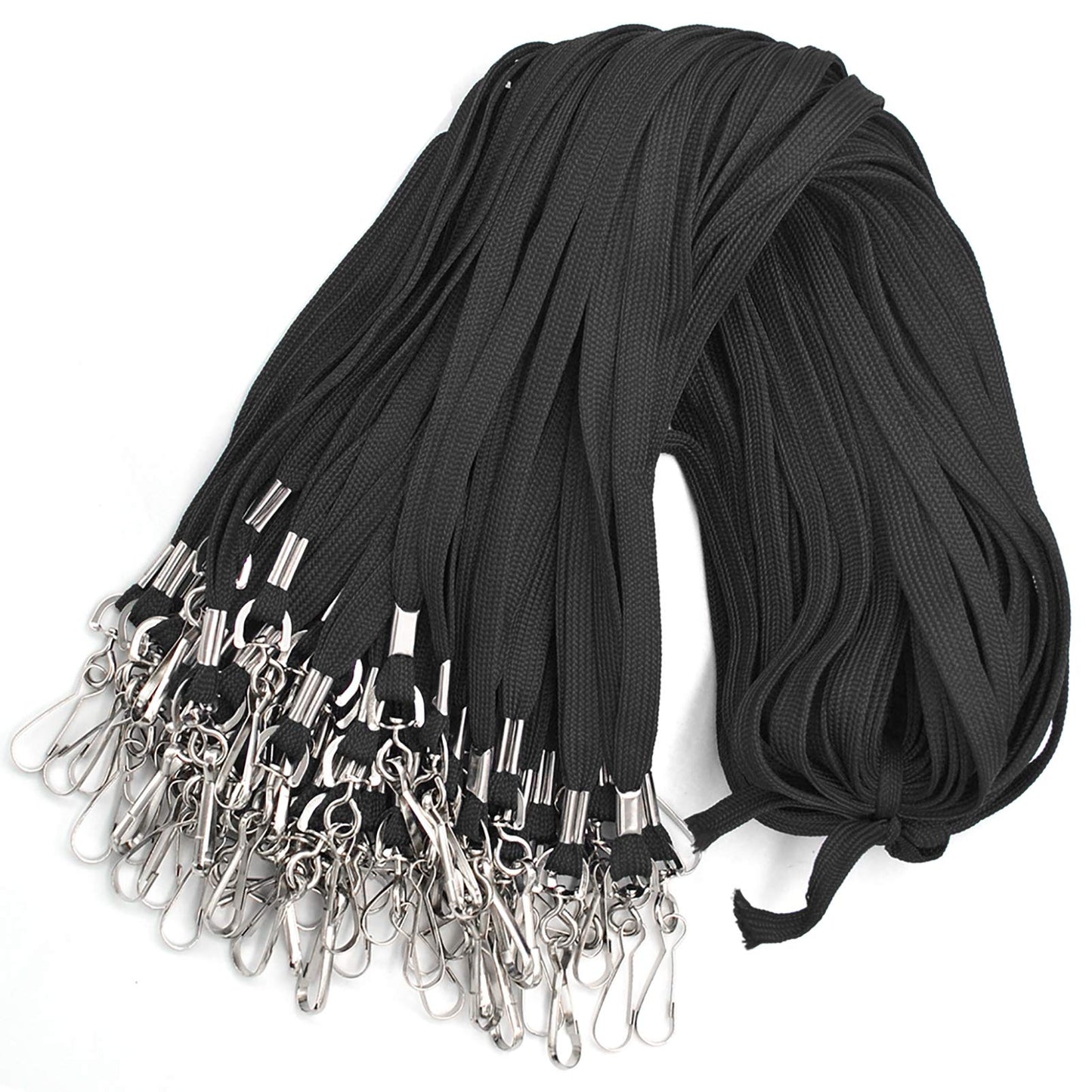 Bird Fiy Black Lanyard 100 Pack Bulk Badge Lanyards for ID Badges Neck Cruise Name Tag ID Holder