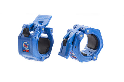 Lock-Jaw PRO 2 Barbell Collars Olympic Barbell Clamps 2 Pcs – Heavy Duty Bar Clamps for 2” & 50mm Olympic Bars – Secure Weight Bar Clamps for Strength Training & Home Gym Accessories – Blue
