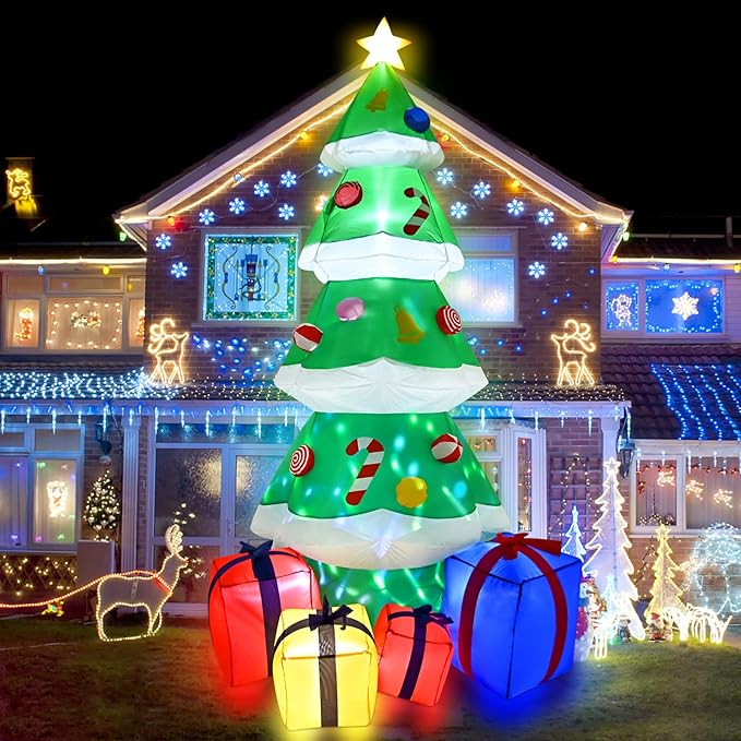 FRAMICS 7 FT Christmas Inflatable Outdoor Decoration, Inflatable Christmas Tree, Built-in LED Blow Up Christmas Decorations Outdoor, Colorful Christmas Tree Inflatable for Xmas Party Garden Decor