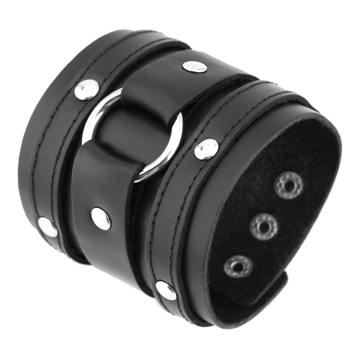 HZMAN Wide Cuff Wrap Gothic Wristband Punk Rock Biker Wide Strap Leather Bracelet (Black)
