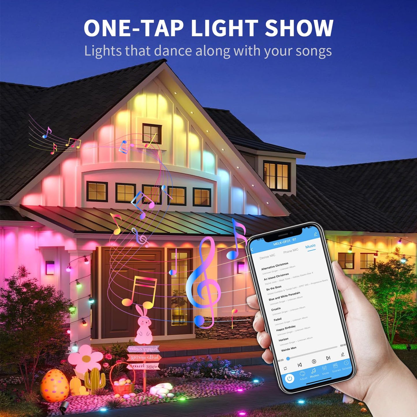 mw Permanent Outdoor Lights for House, 150ft RGB+IC Smart Outdoor Decor, 50+ Scene Modes, App/Remote Control, IP68 Waterproof, House Eave Lights for Christmas, Party Decorations