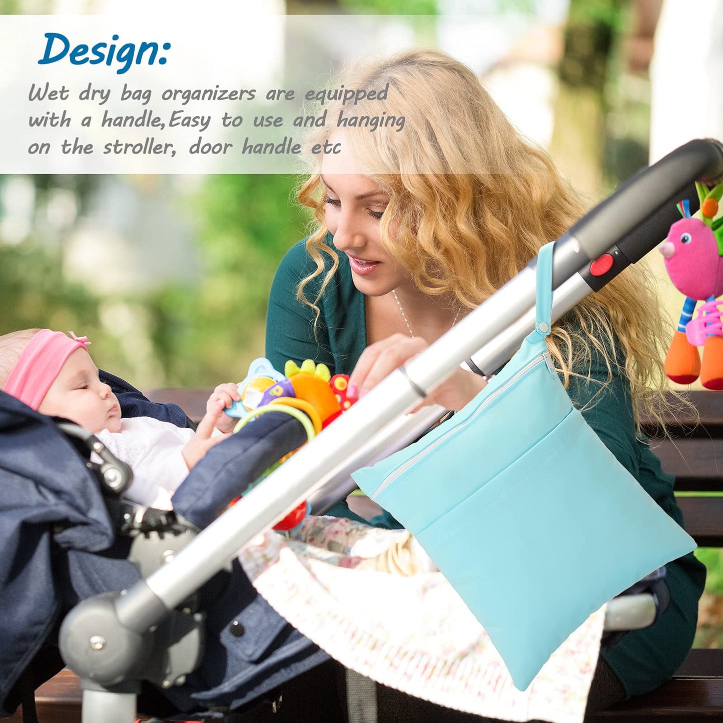 Shappy 4 Pcs Wet Dry Bag for Baby Cloth Diapers Waterproof Wet Bag Washable Travel Reusable with 2 Pocket for Swimsuits for Yoga Gym Travel Beach Pool(Blue, Purple, Pink, Orange)
