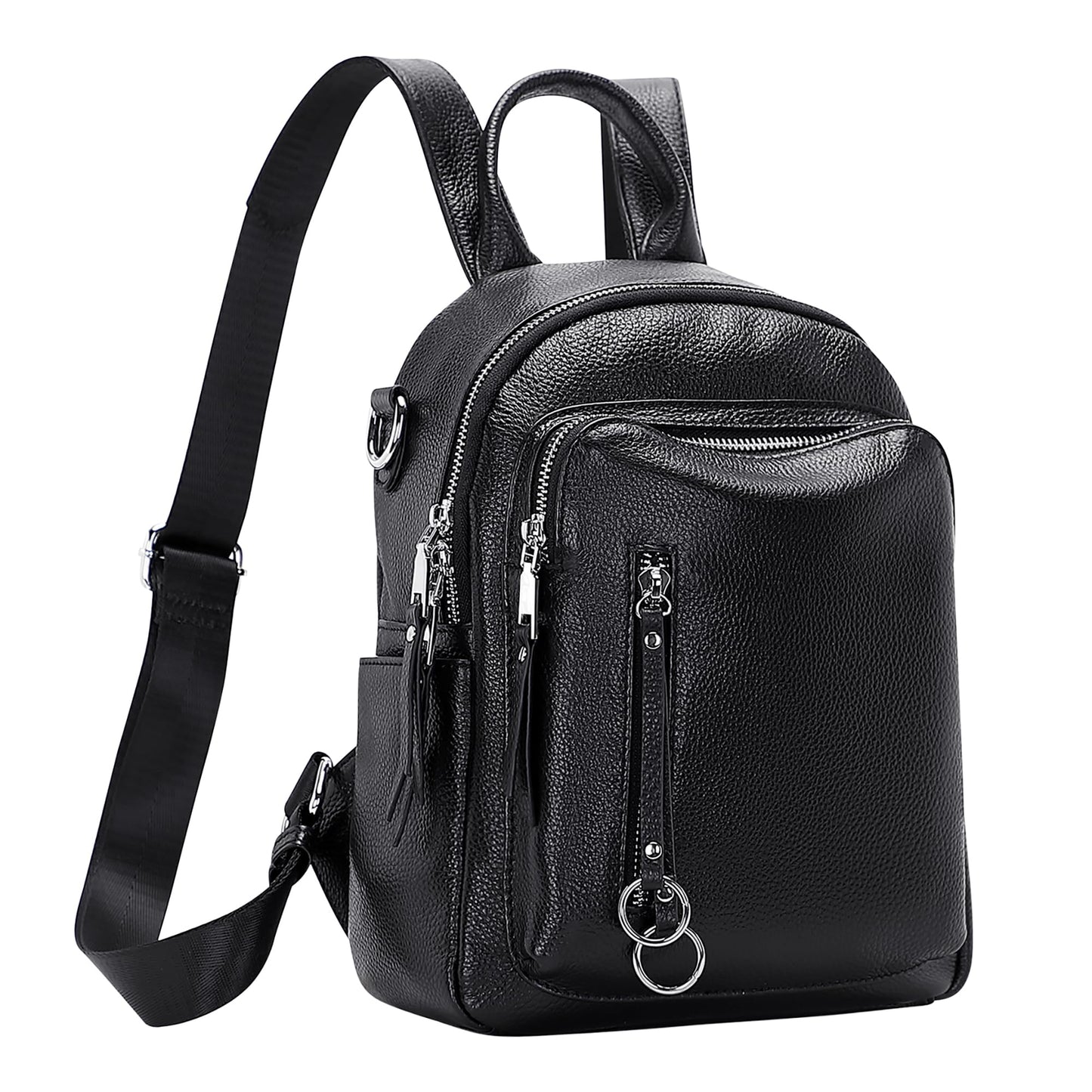 ALTOSY Fashion Genuine Leather Backpack Purse for Women Shoulder Bag Casual Daypack Small(S10 Black)
