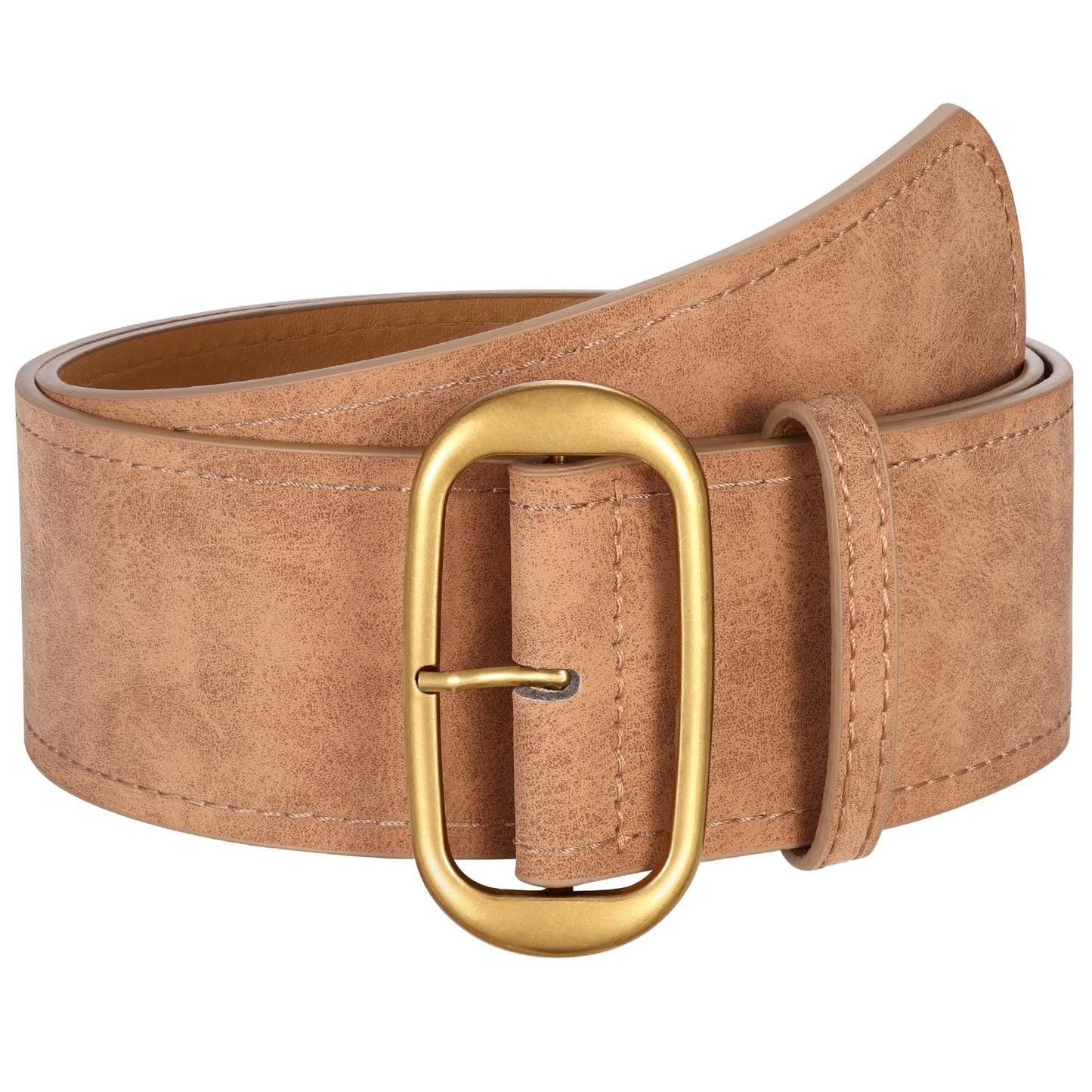 SUOSDEY Women Wide Waist Belt for Dresses Suede Chunky Belt with Gold Buckle Fashion Thick Waist Belt for Women Dresses