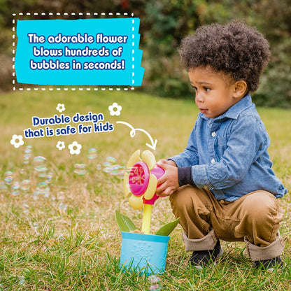 Maxx Bubbles 14" Flower Pot Includes 4oz Bubble Solution, 4 Wands and Watering Can, Botanical Collection, Outdoor Bubble Machine Maker, Great Gift and Decoration for Birthday, Bridal and Shower