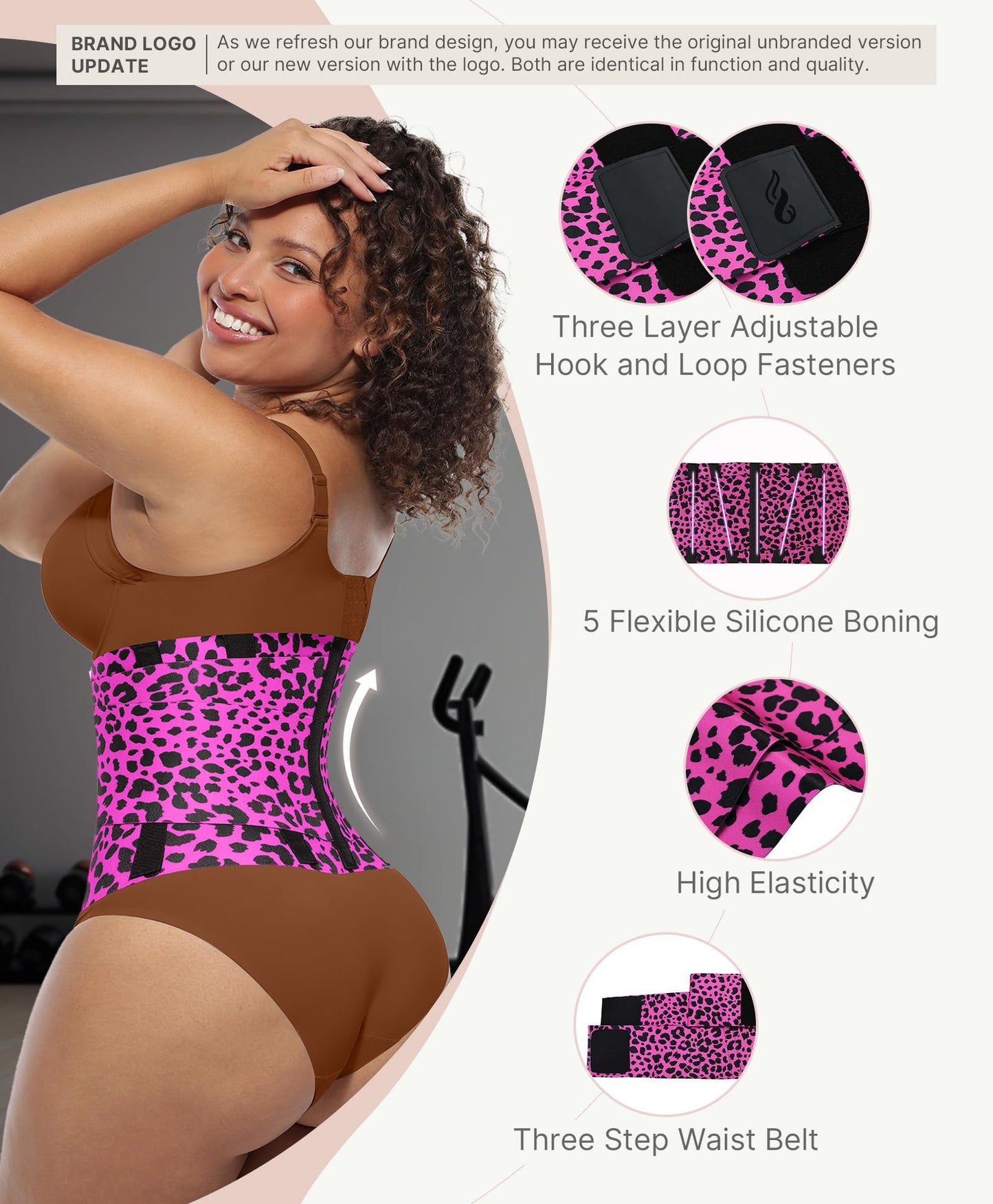 FeelinGirl Corset Perspiring Workout Waist Trainer Corset Trimmer Belt for Women Belly Band Body Shaper Rose Leopard M