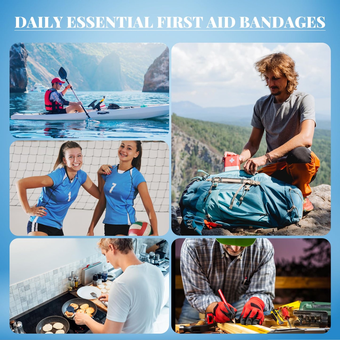 Geiserailie 300 Pcs Adhesive Bandages Family Variety Pack Fabric and Waterproof Assorted Bandages Bulk Sterile Individually Wrapped Bandages for First-Aid, Scrapes, Fingers(Clear and Fabric Bandage)