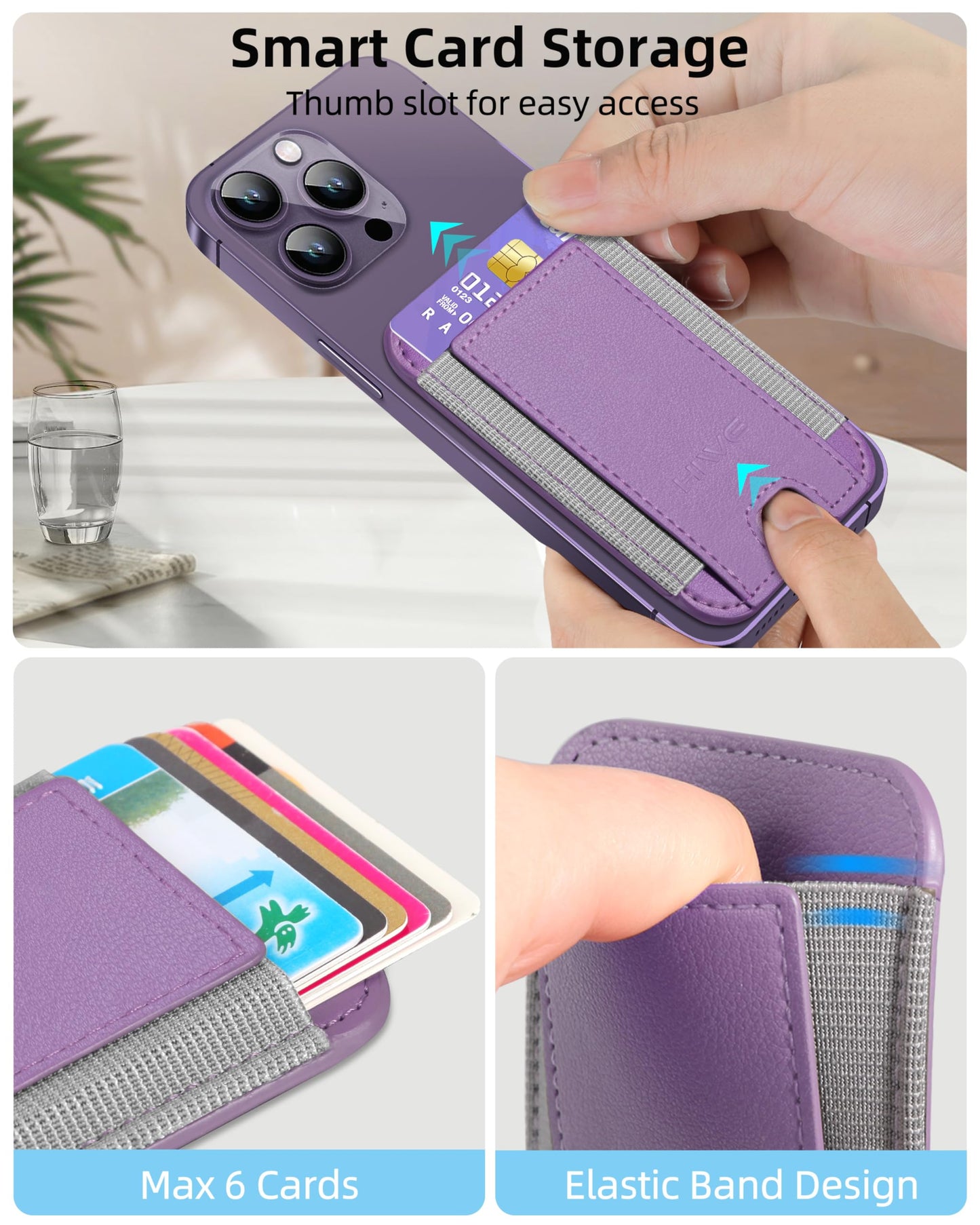 HiWe for MagSafe Wallet: 7-Card Holder, RFID Blocking, Strong Magnet for iPhone 12-17 Series, Slim, 1 Slot