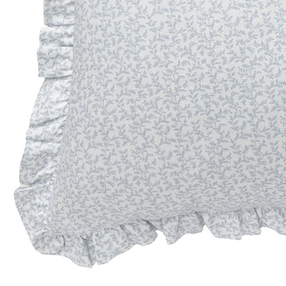 Laura Ashley - Euro Shams, 100% Smooth Cotton with Envelope Closure & Ruffled Edges, Throw Pillow Cover for Bed or Couch, Oeko-Tex Certified (Chloe Blue, 2 Pack)