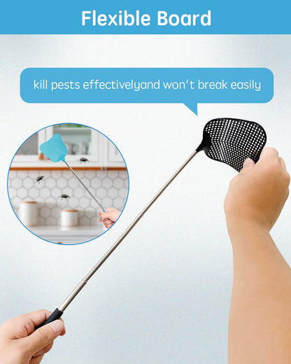 CUNCUI Fly Swatter Set of 2, Telescopic Fly Swatters-Black & Blue