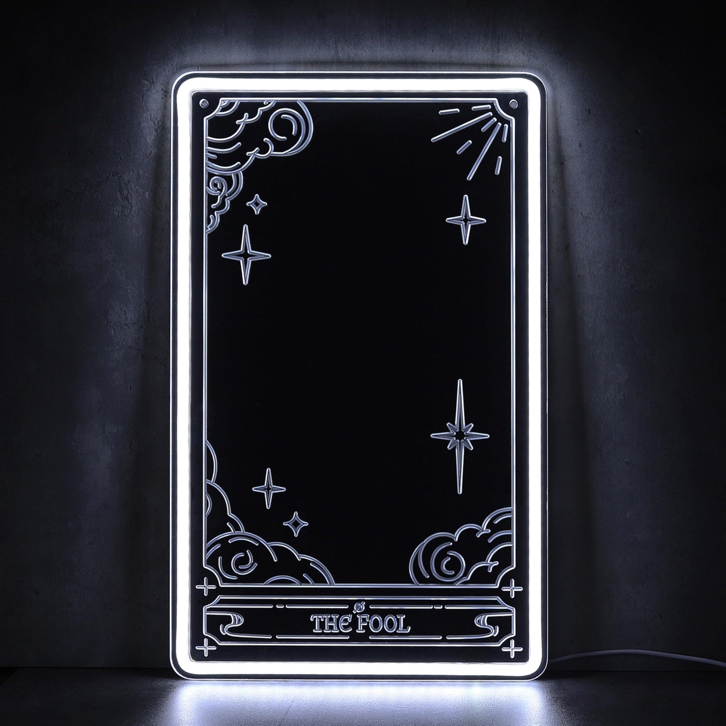 Kavaas Tarot Mirror Neon Sign - Cold White Mystical LED Neon Light for Occult Room Wall Decor, Witchy Art Spiritual Room Decor, Best Gifts for Fortune Teller, Tarot Enthusiast