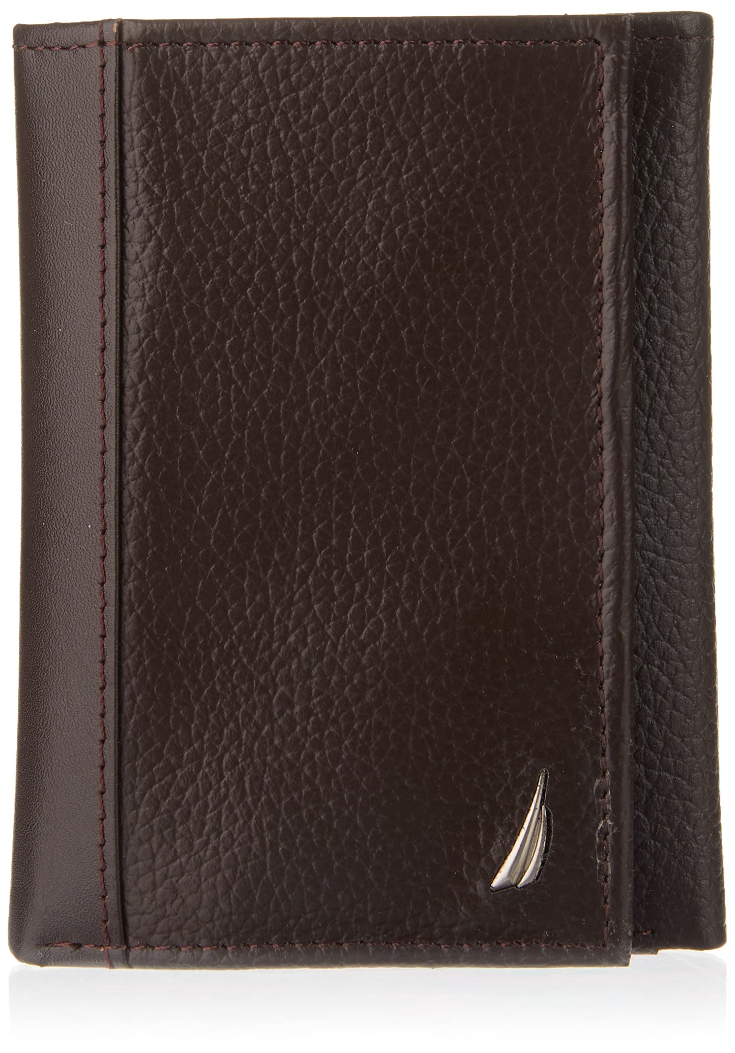Nautica Mens Classic Trifold Wallet | RFID Blocking Protection | ID Window | 6 Card Slots | 2 Slip Pockets | Genuine Leather | Organization | Durable | Stylish - Brown