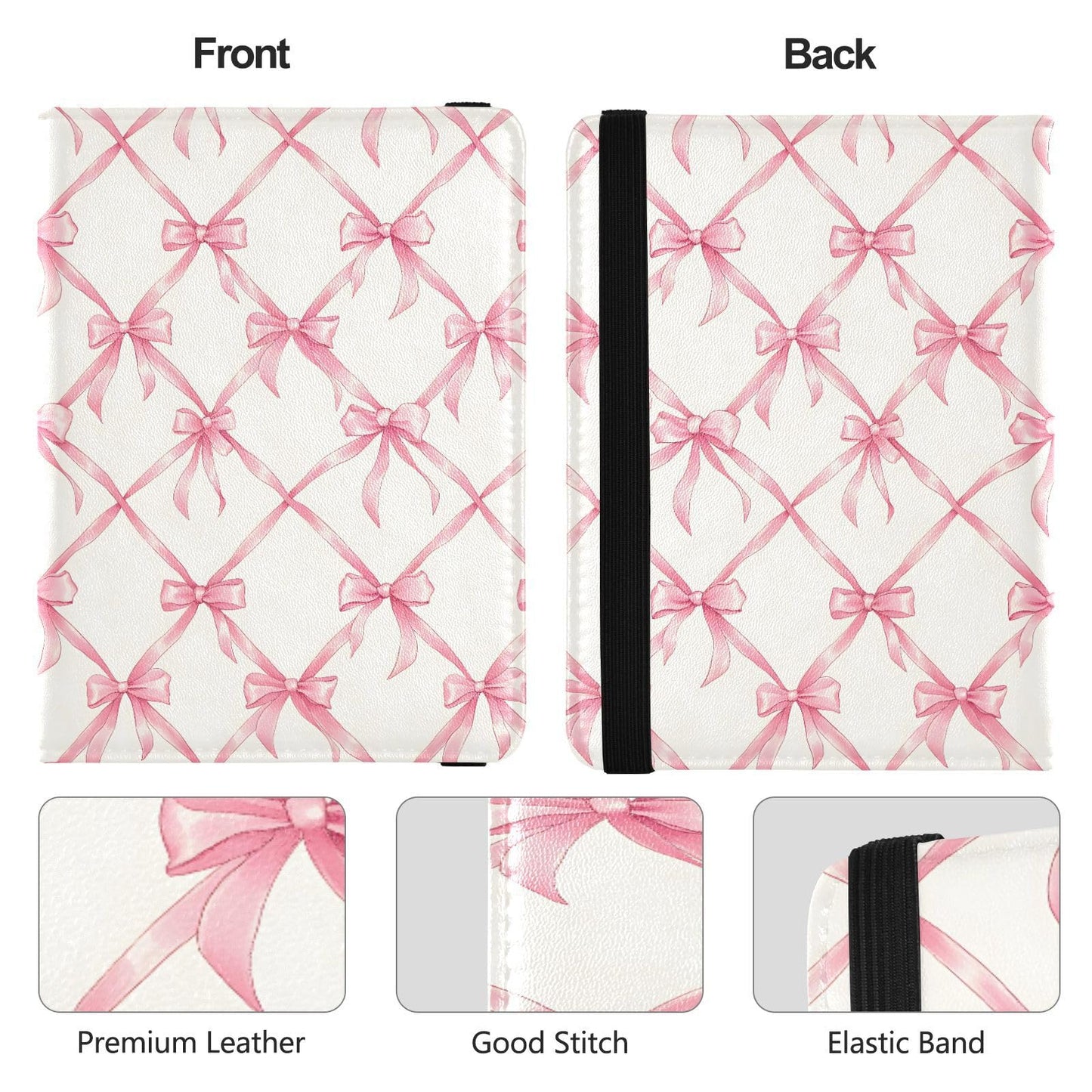 zyrtty Passport Holder, Pink Bow Plaid Pattern Passport Cover Travel Wallet with Credit Card Slots Rfid Wallet Waterproof Documents Organizer Women Men