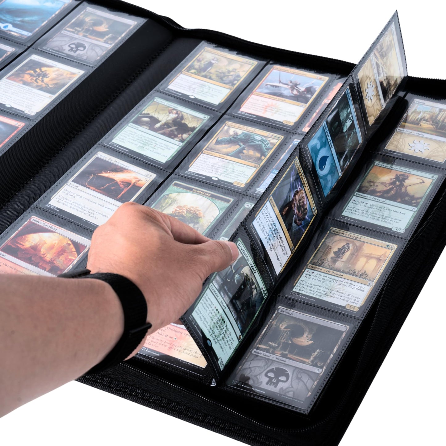 KUOOKING 1408+ Pockets Trading Card Binder, 16-Pocket Card Ablum Compatible with MTG,Sports Cards & Other Standard Size Trading Card (Black)