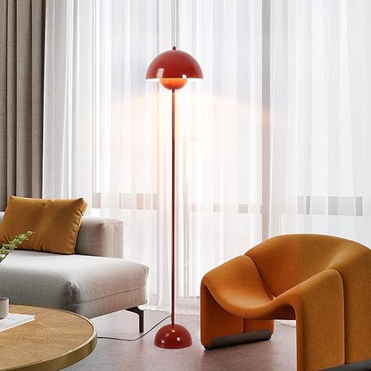 Modern Flowerpot Floor Lamp for Living Room, Industrial Tall Standing Lamp for Bedroom, Metal Shade Reflecting Light Reading Floor Lamp for Bedroom, Nursery Room, Corner(Dark Red)