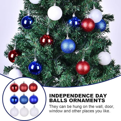 30ct Halloween Ball Ornaments, Shatterproof Halloween Tree Decorations, Perfect Hanging Ball for Indoor/Outdoor Holiday Party Decor (Red, Blue & White, 2.36'')