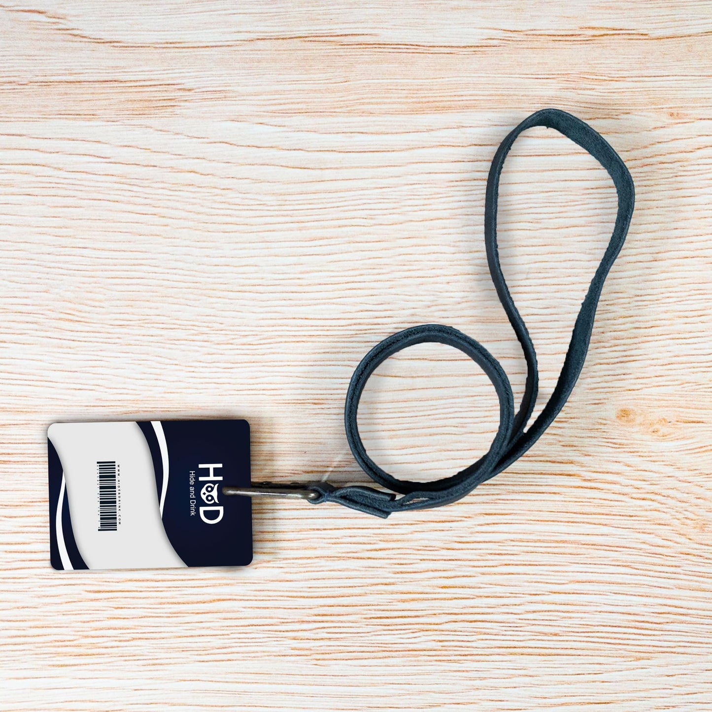 Hide & Drink, Lanyard Keychain for Men and Women, Neck Strap with Hook, ID Holder, Clip to Attach to House, Apartment, Car Keys, Full Grain Leather, Handmade, Slate Blue