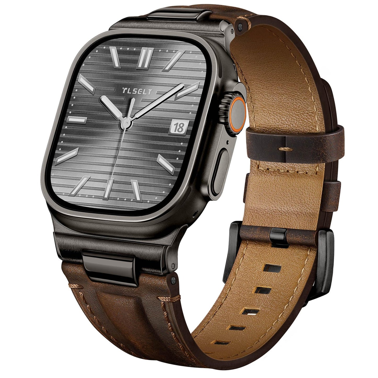 Tlselt Leather Band for Apple Watch Ultra 3/Ultra 2 Bands 49mm 46mm 45mm 44mm, Top Genuine Leather Designer Replacement Strap for iWatch Ultra 3 2 1 SE series 11 10 9 8 7 6 5 4 3