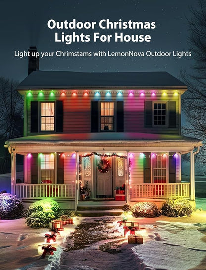 Permanent Outdoor Lights, 200ft Smart IC+RGB Outdoor Christmas Lights with 144 LED, IP67 Waterproof LED Eaves Lighting with DIY Scene Modes for Halloween Holiday Decor, Work with App Remote, Alexa