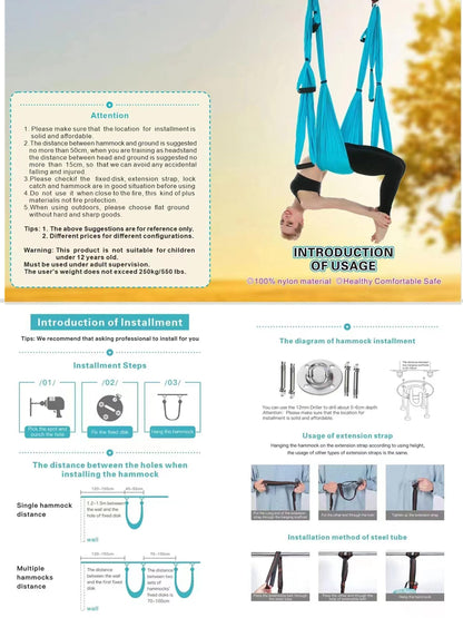 Ovyuzhen Aerial Yoga Hammock,Ultra Strong Yoga Swings Set Trapeze Extension,Antigravity Ceiling Hanging Sling Inversion Exercises