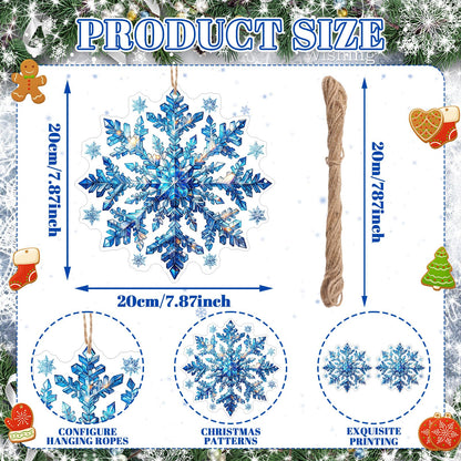 Soaoo 36 Pcs 7.87" Christmas Snowflakes Ornaments Blue Outdoor Double Sided Christmas Hanging Decoration Plastic Crafts Ornaments for Xmas Winter Holiday Office Home Yard Porch