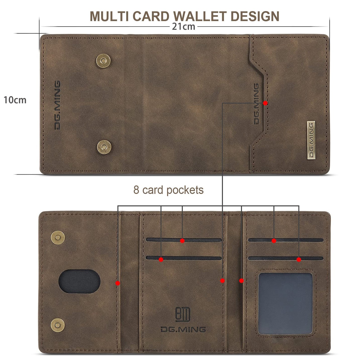 SZHAIYU 2 in 1 Detachable Leather Phone Cases for Samsung Galaxy S24 Ultra 5G Case Wallet with Card Holder Men 6.8'' (Coffee, S24 Ultra)