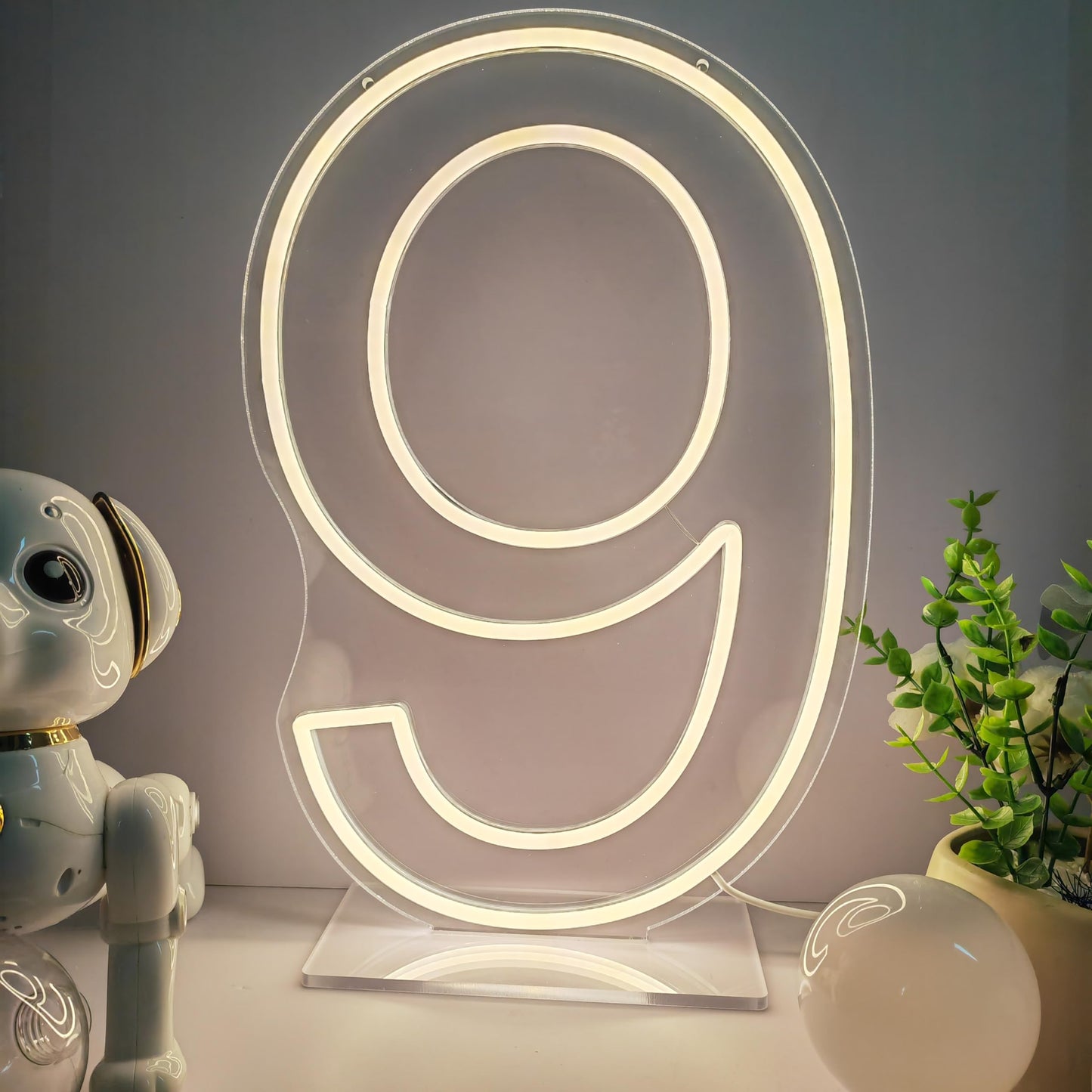 Neon Signs Number 9 Birthdays Decor Neon Lights Party USB Plus Battery Case Light up your baby's birthday with our Neon Number Nine Sign (Number 9-Warm White)