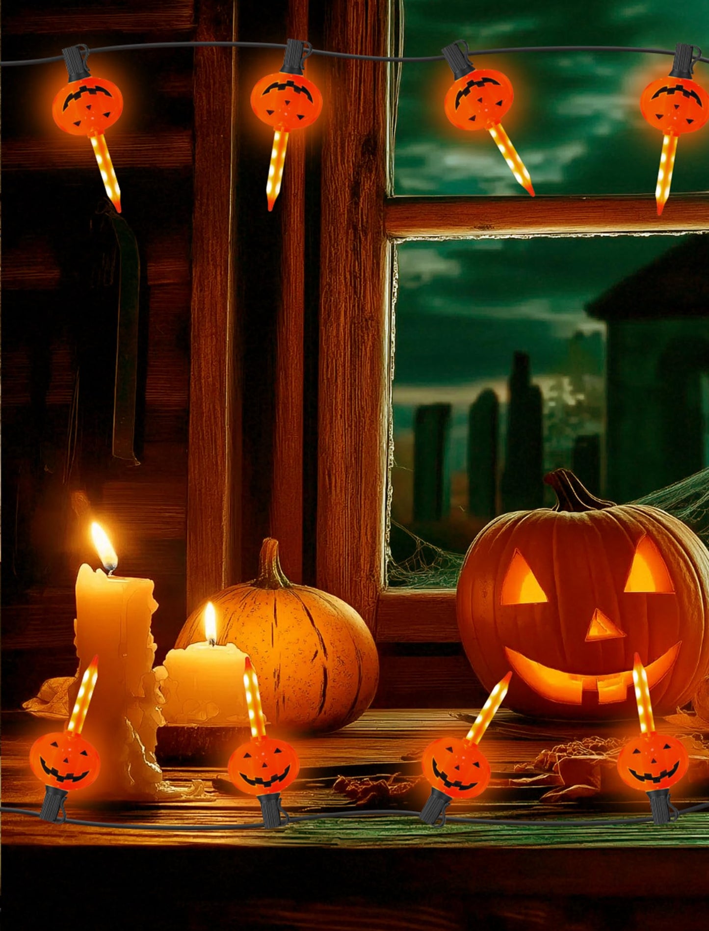 7.5FT Halloween Pumpkin Bubble String Lights Outdoor, 8 LED Jack O' Lantern Bubble Lights, Plug-in Halloween Decorative Lights Waterproof for Yard Porch Garden Pathway Party Christmas Tree Decor