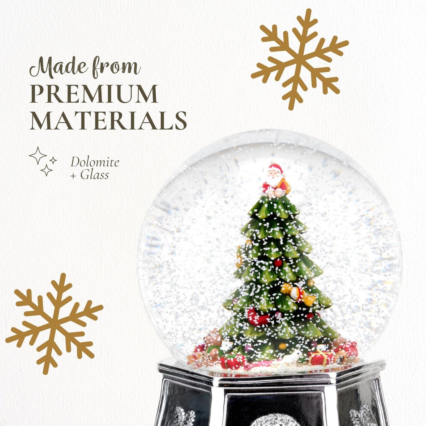 Spode Christmas Tree Winter Wonderland Snow Globe, Plays Soothing Music - Durable Dolomite, Personalized Collectible Great for Christmas, Weddings, Home Décor