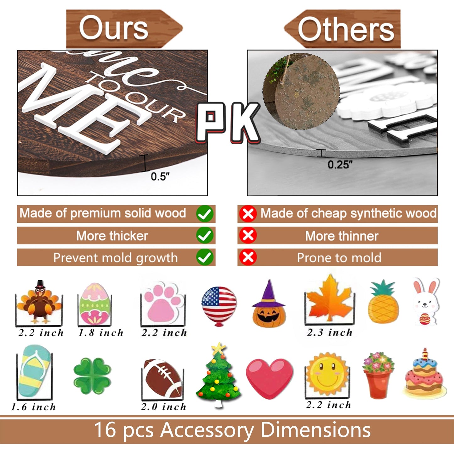 Yonuni 12x12 Inch Interchangeable Welcome to Our Home Door Sign