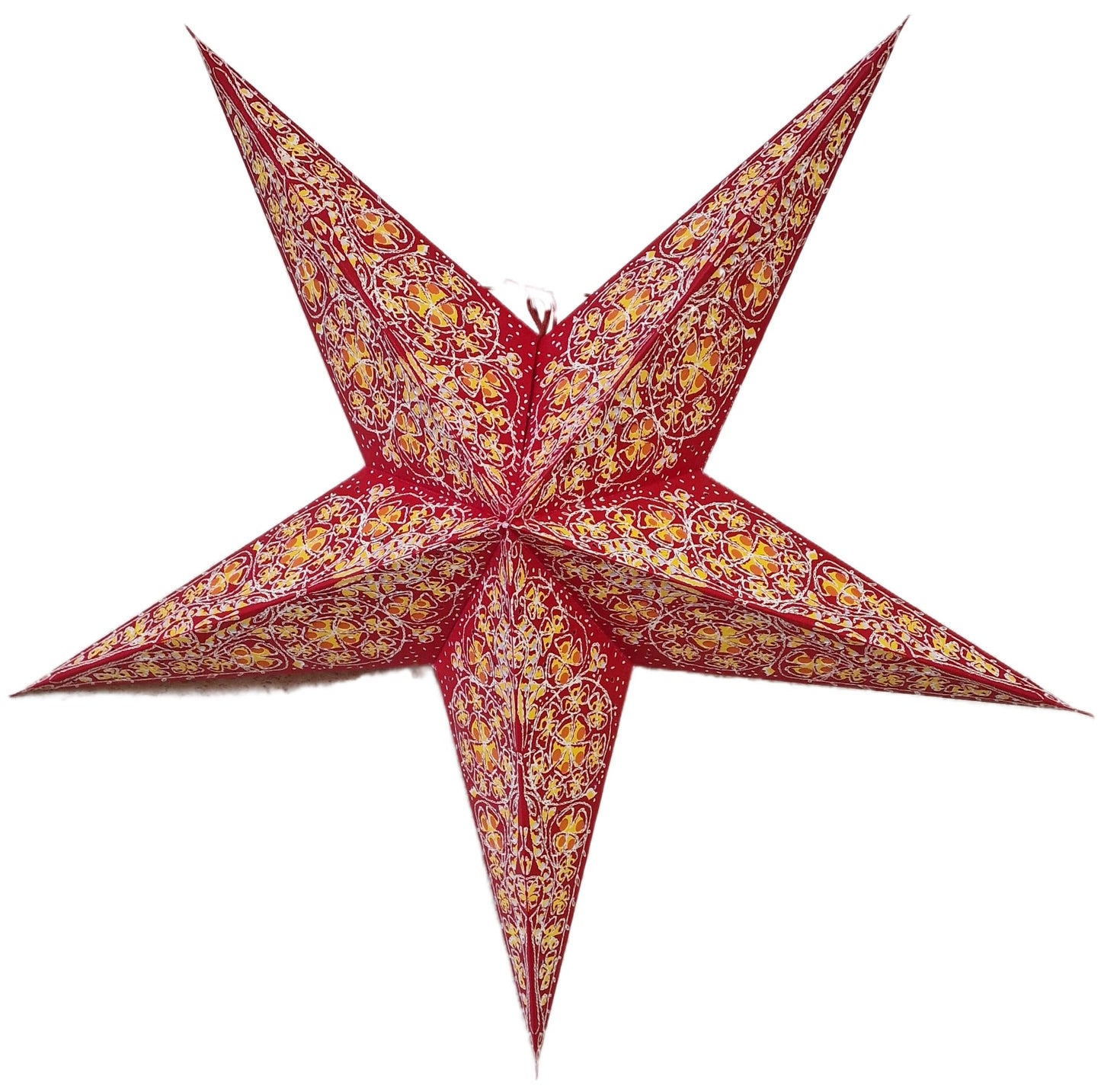 Yepsio Paper Star Lantern Lampshade, 24 inch, Hanging Decorations for Christmas, Wedding, Home, Party (Bright Red, Yellow, Orange)