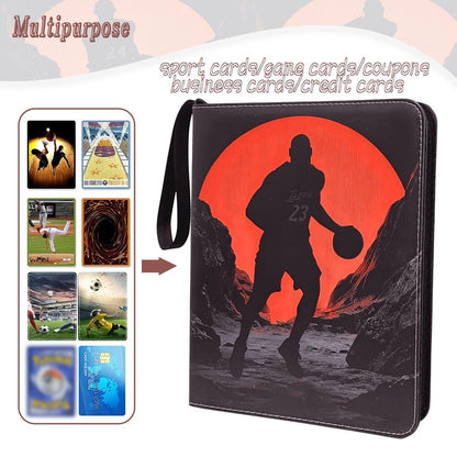 Basketball Card Binder - 900 Capacity 9-Pocket Trading Card Album, 3 Ring Card Holder Binder, Waterproof PU Leather, Zip Closure, Perfect Christmas Birthday Gift for Collectors
