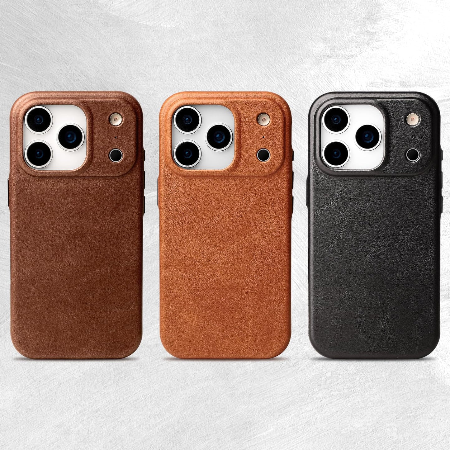 LUCKYCOIN Premium Leather Phone Case for iPhone 17 Pro 6.3in，Compatible with MagSafe & Wireless Charging，Built-in Camera Control Button，100% Full-Grain Cowhide Leather Slim Phone Case - Dark Brown