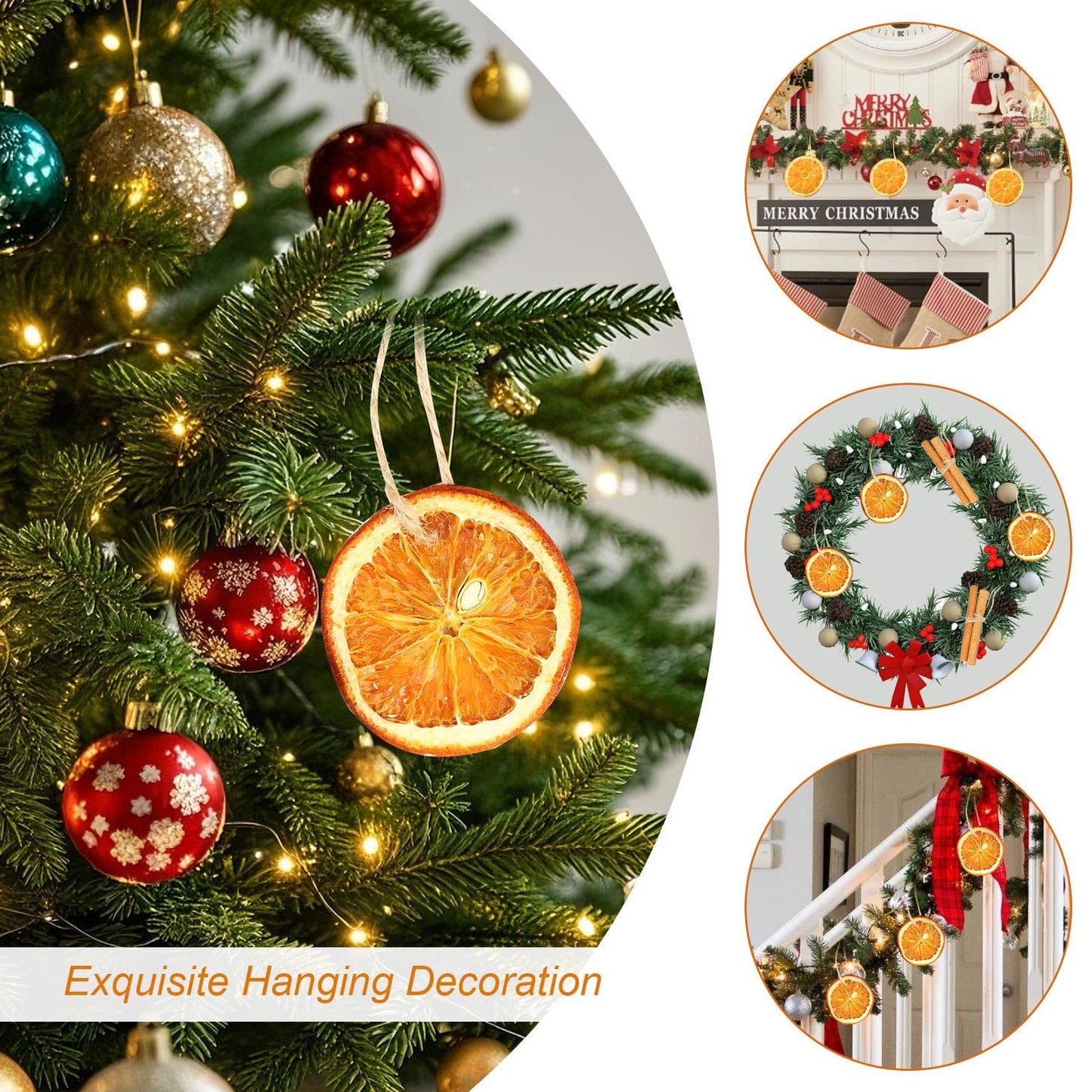 31 Pcs Christmas Ornaments Set, Natural Dried Orange Slices, Cinnamon Sticks and Pinecones, Pre-Tied Jute for Xmas Tree Hanging Decor, Rustic Holiday DIY Crafts
