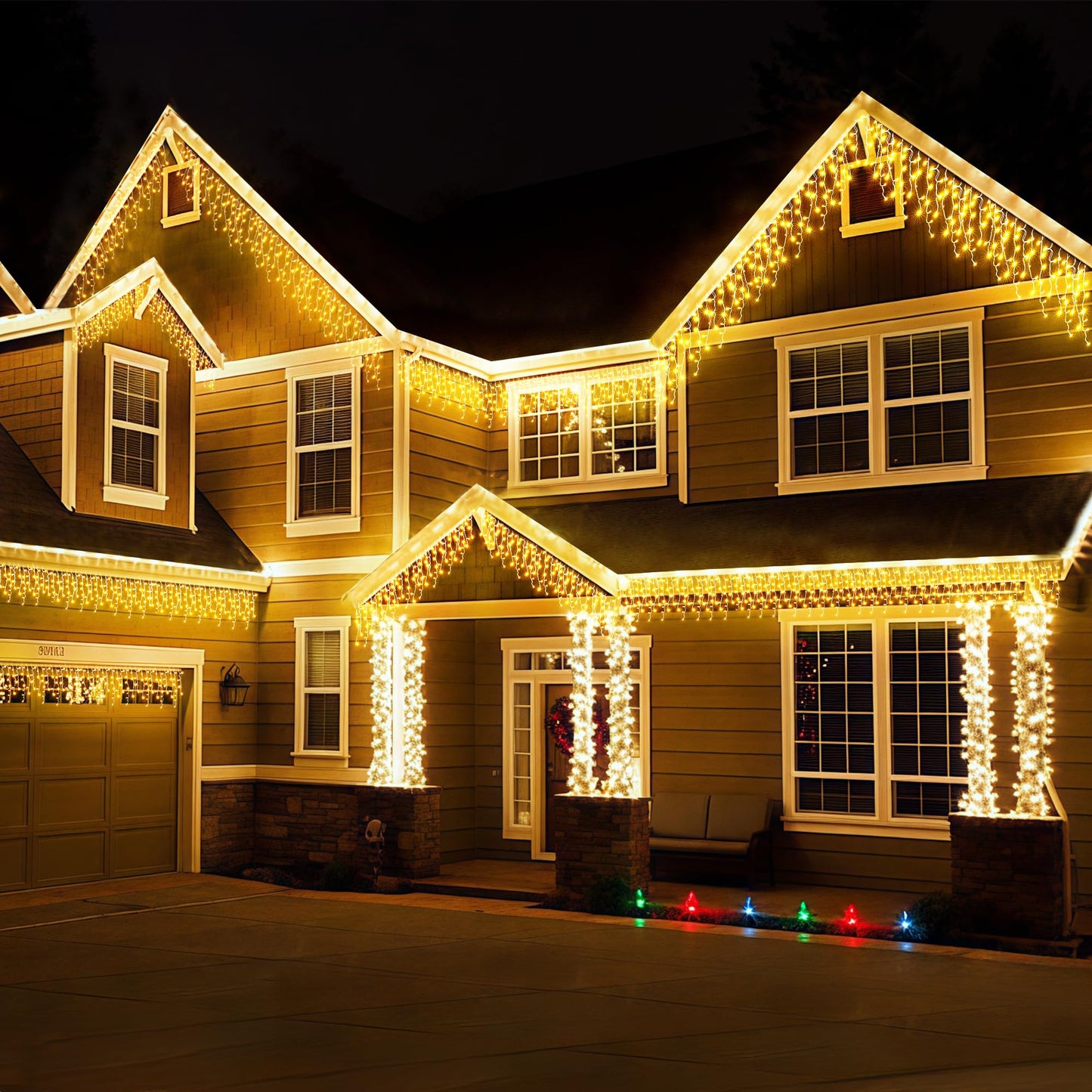 WBao Christmas Lights Outdoor, 432 LED 33FT Icicle Lights with 81 Drops, Remote Control, 3 Timer Settings, 8 Modes, Waterproof, Connectable Fairy Lights for Wedding, Holiday Eaves Decor, Warm White