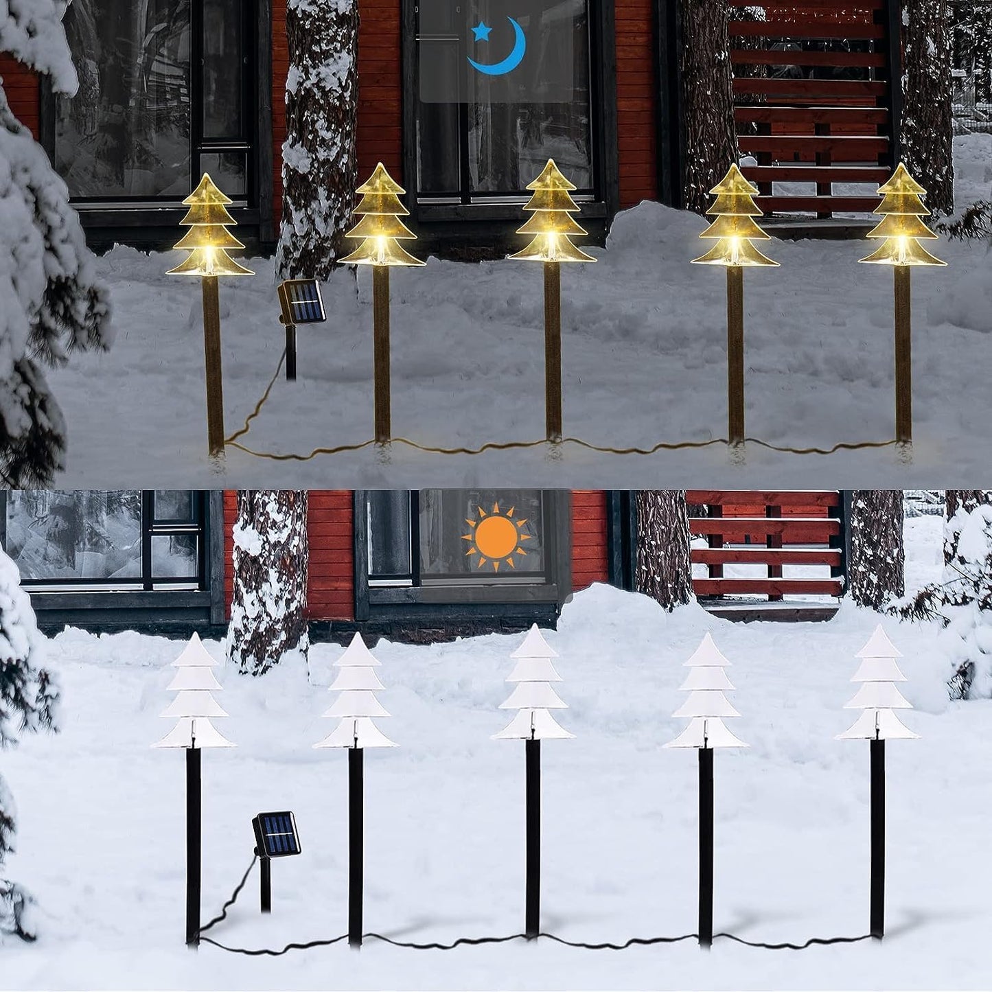 ILLUMINEW Outdoor Christmas Decorations, Solar Xmas Tree Pathway Lights, 20 Pack Waterproof Landscape Christmas Lights, LED Stake Lamp for Yard Lawn Patio Walkway Decor
