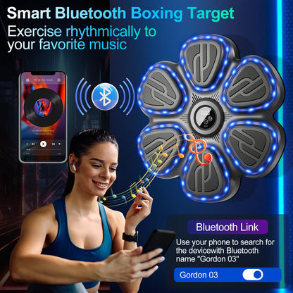 Terrepulse Music Boxing Machine for Kids,Wall Mounted Training Punching Machine for Teenager & Adults,Smart Interactive Boxing Machine with LED Lights & Bluetooth (Black)