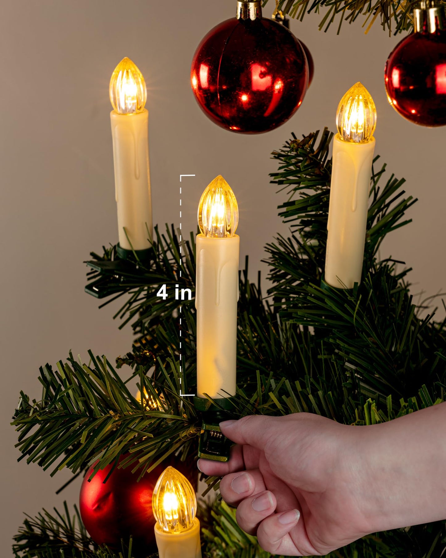 Homemory 10 PCS LED Window Candles with Remote Timer, Battery Operated Flameless Taper Christmas Candles Light with Clips/Suction Cups, Flickering Warm White Light, Dia 0.7''x H 4''