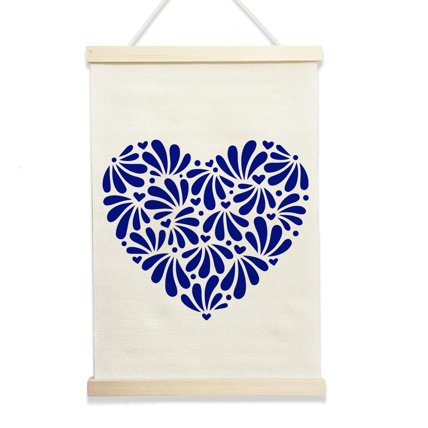 NQDWX Mexican Talavera Tiles Hanging Flag - Ceramic-Inspired Print Wall Decor for Kitchen Patio Spanish Home, 12x17 Inches Canvas Banner with Wood Frame. (083)