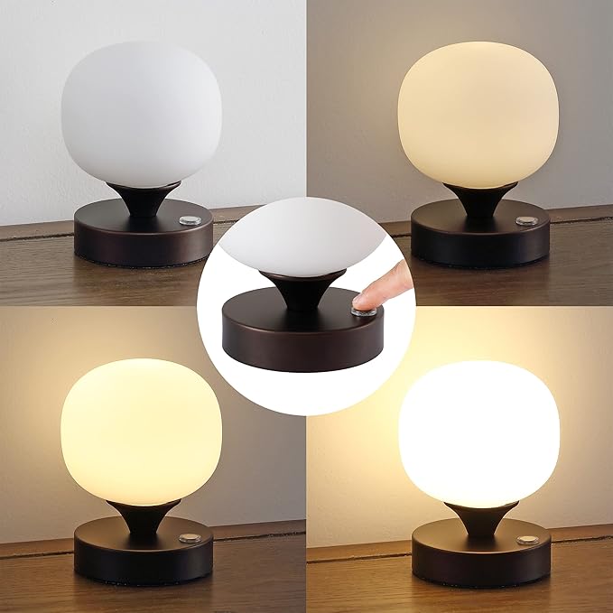 JONATHAN Y JYL7112A Owen 6.13" Bohemian Farmhouse Iron Rechargeable Integrated LED Table Lamp Contemporary Bedside Desk Lamp for Bedroom Living Room Office, Oil Rubbed Bronze/White