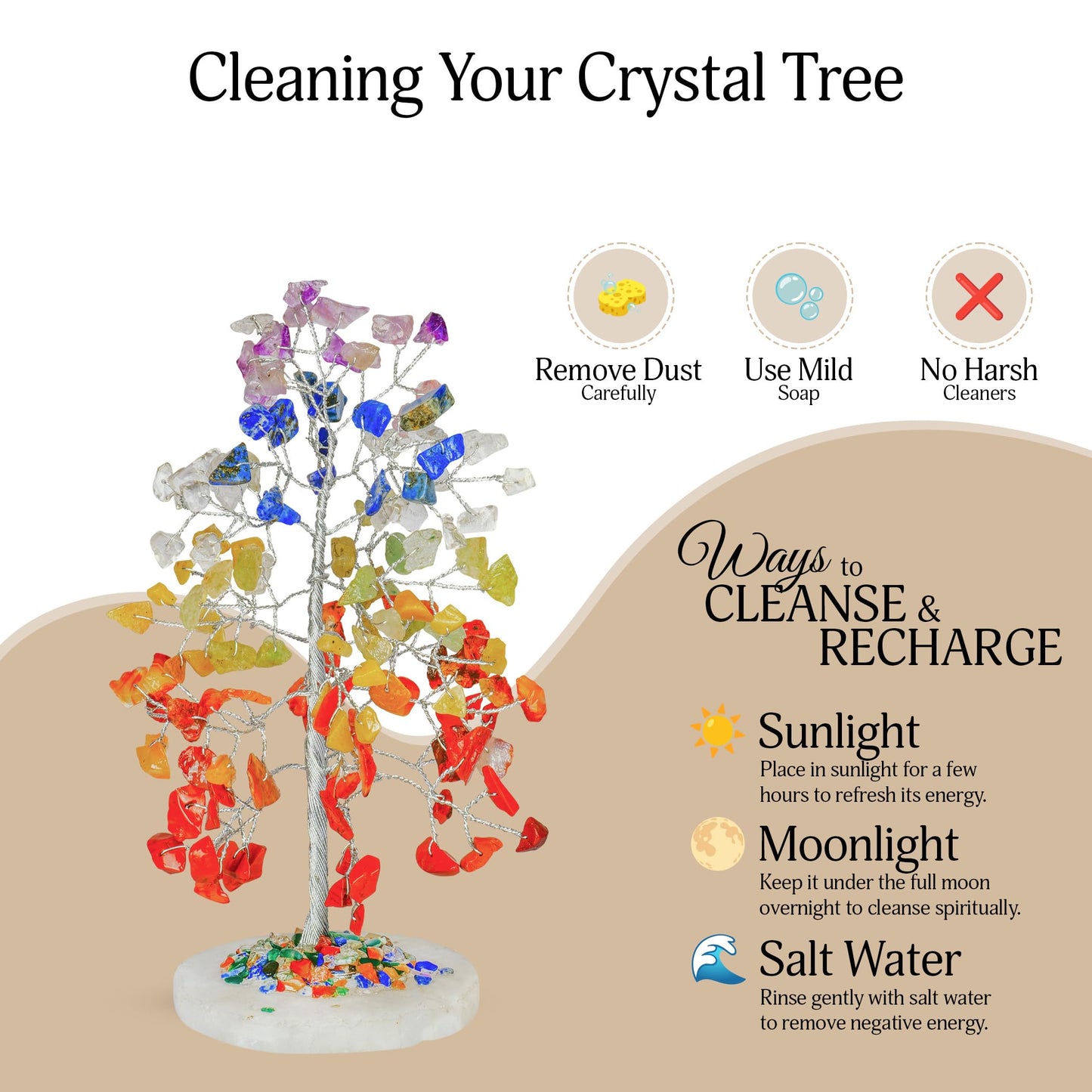 YATSKIA 7 Chakra Tree of Life Crystal Tree | Birthday Gifts for Women | Healing Crystals Gemstone Tree | Crystal Gifts for Mom | Home Office Decor | Handcrafted Unique Gifts