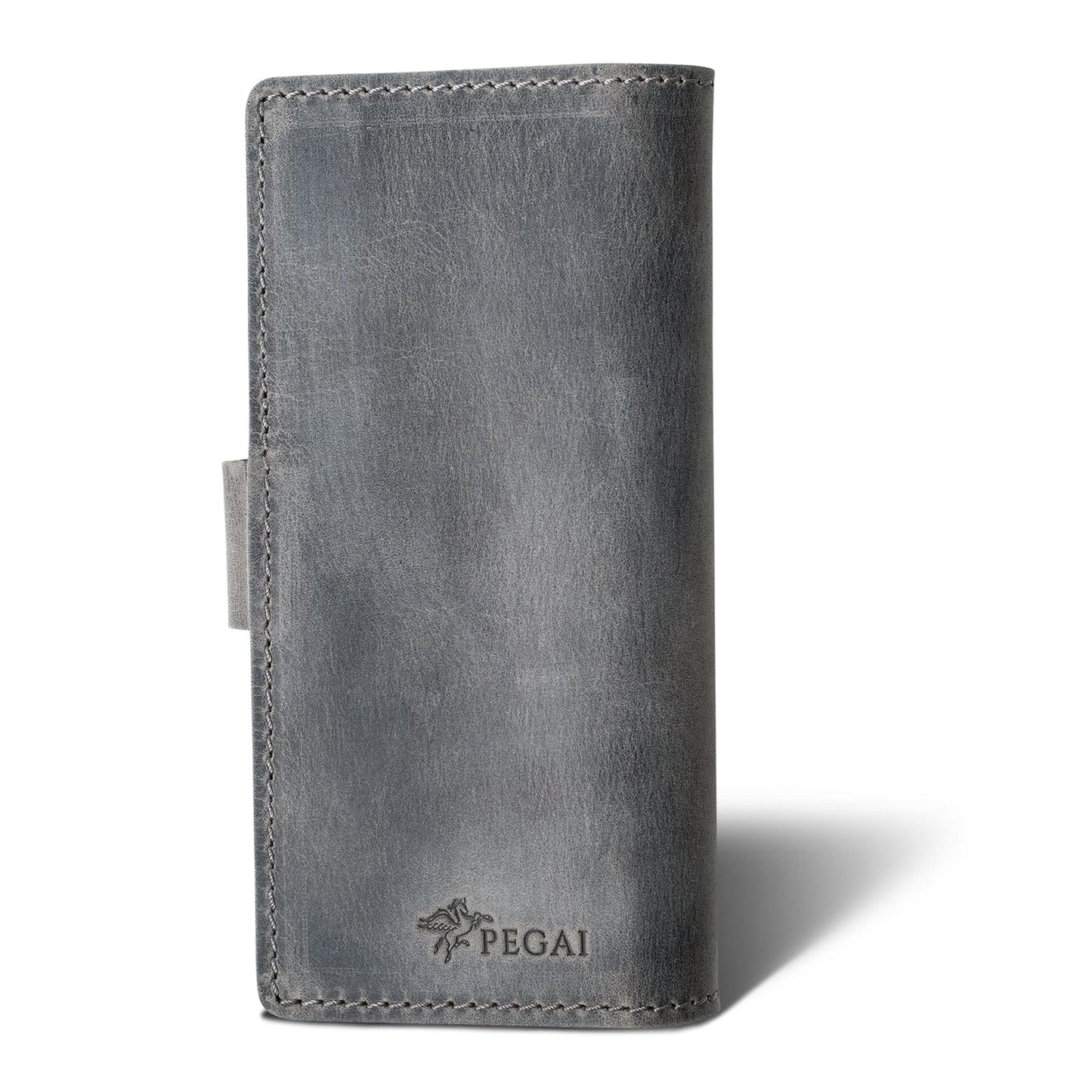 PEGAI Handmade Minimalist Design Checkbook Cover | 100% Distressed Full Grain Horse Leather Checkbook Wallet | Business Checkbook Binder | Clark (Rock)