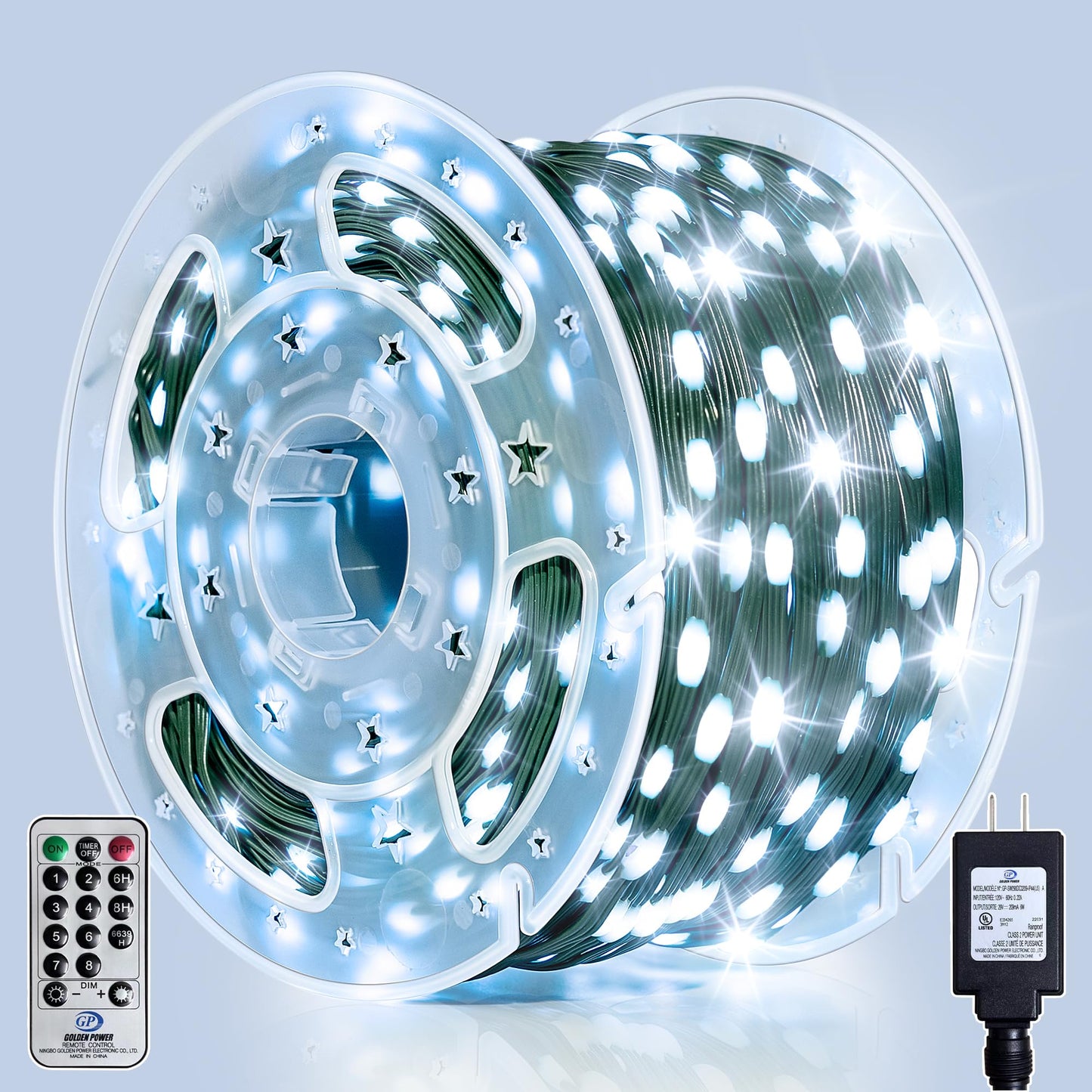 Soagrc 396FT 1200LEDs Outdoor String Lights Plug in IP67 Waterproof Twinkle Lights with Remote Dimmable 8 Modes Cool White Decorative Lights for Villa Backyard Pool Deck Summer Wedding Party Christmas