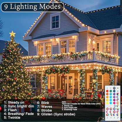 Color Changing Christmas String Lights with Remote, 35 Colors 66FT 200LED String Lights Outdoor Decoration, Indoor Connectable Fairy Lights Plug in for XMAS Tree Thanksgiving Christmas Decoration