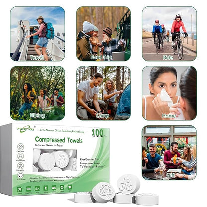 Compressed Towel Tablets 100 Count, Thickened Disposable Face Towel