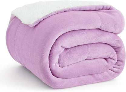 Bedsure GentleSoft Sherpa Fleece Throw Blanket Twin Size for Couch - Thick and Warm Throw for Girls, Soft Fuzzy Plush Twin Blanket for Winter, Lilac, 60x80 Inches