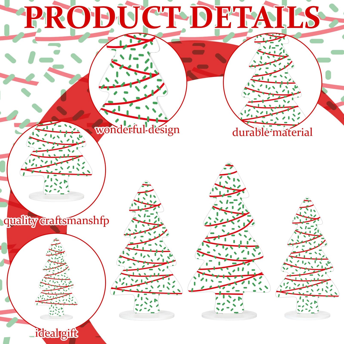 Huwena 3 Piece Wooden Christmas Tree Table Decor Rustic Farmhouse Xmas Tree Snowflake Centerpieces Tiered Tray Shelf Decorations for Home, Office, Holiday Party Decor (Simple)