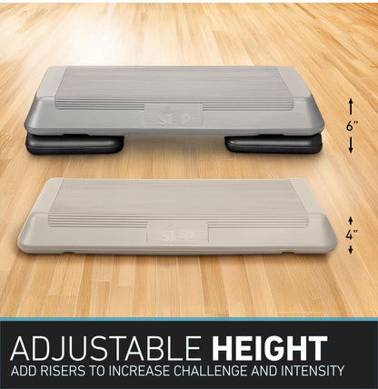 The Step (Made in USA) Original Aerobic Platform – Circuit Size Grey Aerobic Platform and Original Black Risers